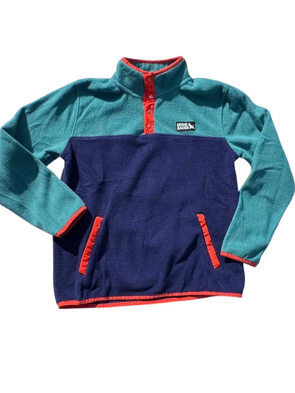 Eddie Bauer Kids Colorblock Fleece Pullover with Coral Trim